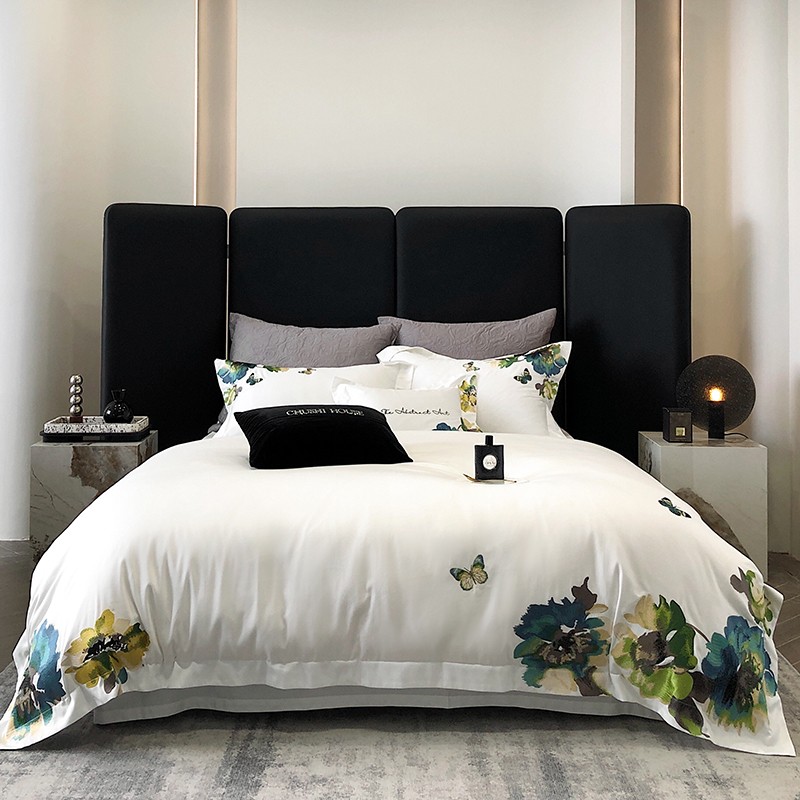 Home Textiles Super Soft - Ricamo bianco 800TC cotone egiziano copripiumino