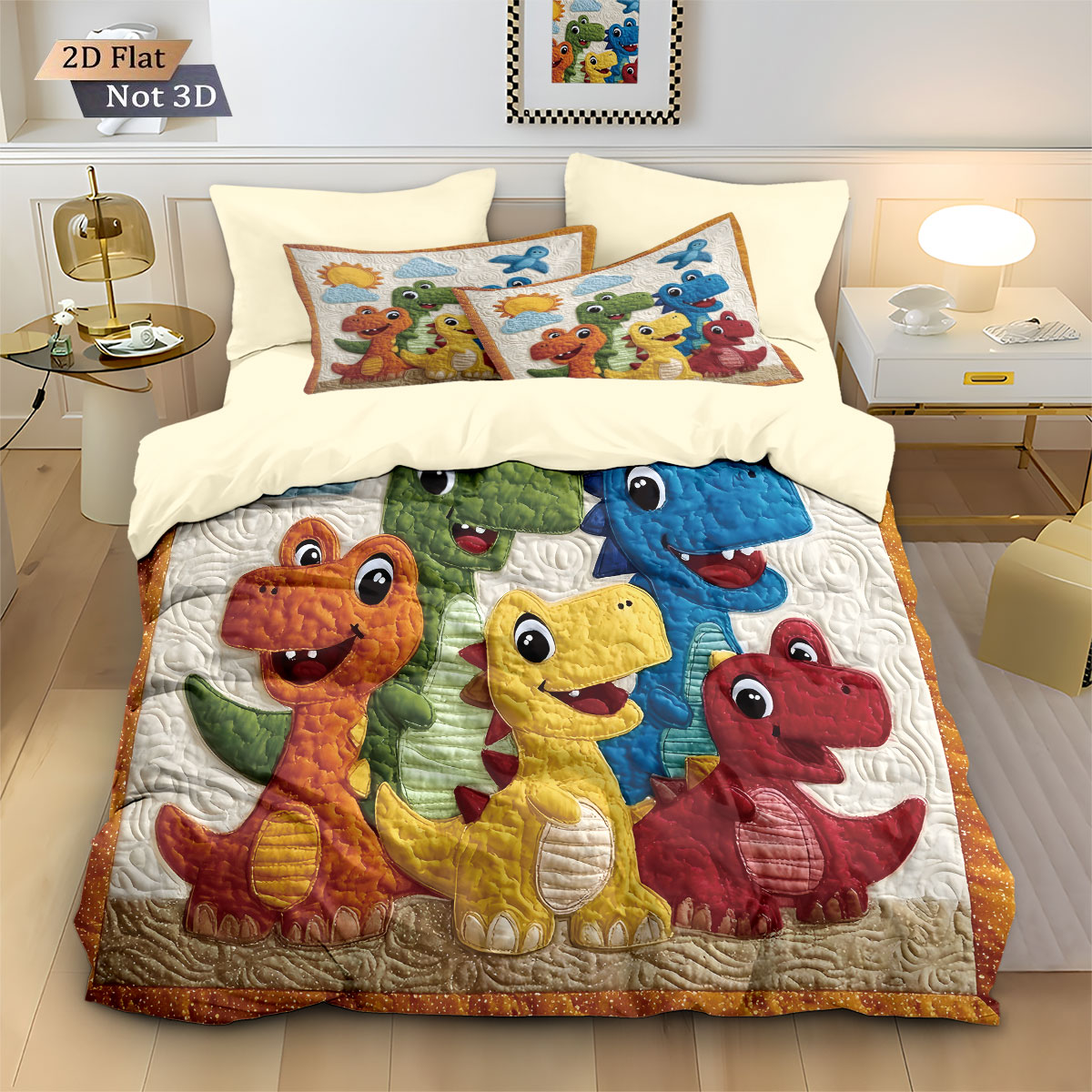 Home Textiles Bedding - 3 pezzi di cartone animato dinosauro