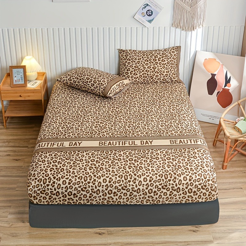Bed Sheet Microfiber - Set di Lenzuola con Stampa Leopardata