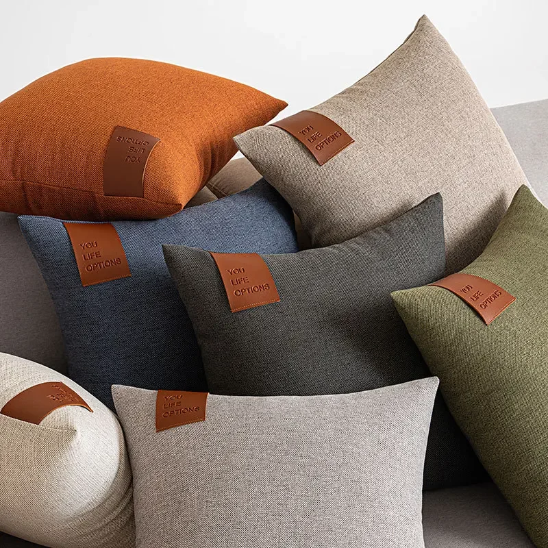 Pillow Cover 20X20 - 30x50/45x4 5/50x50/60x60cm Etichetta in pelle Splicing