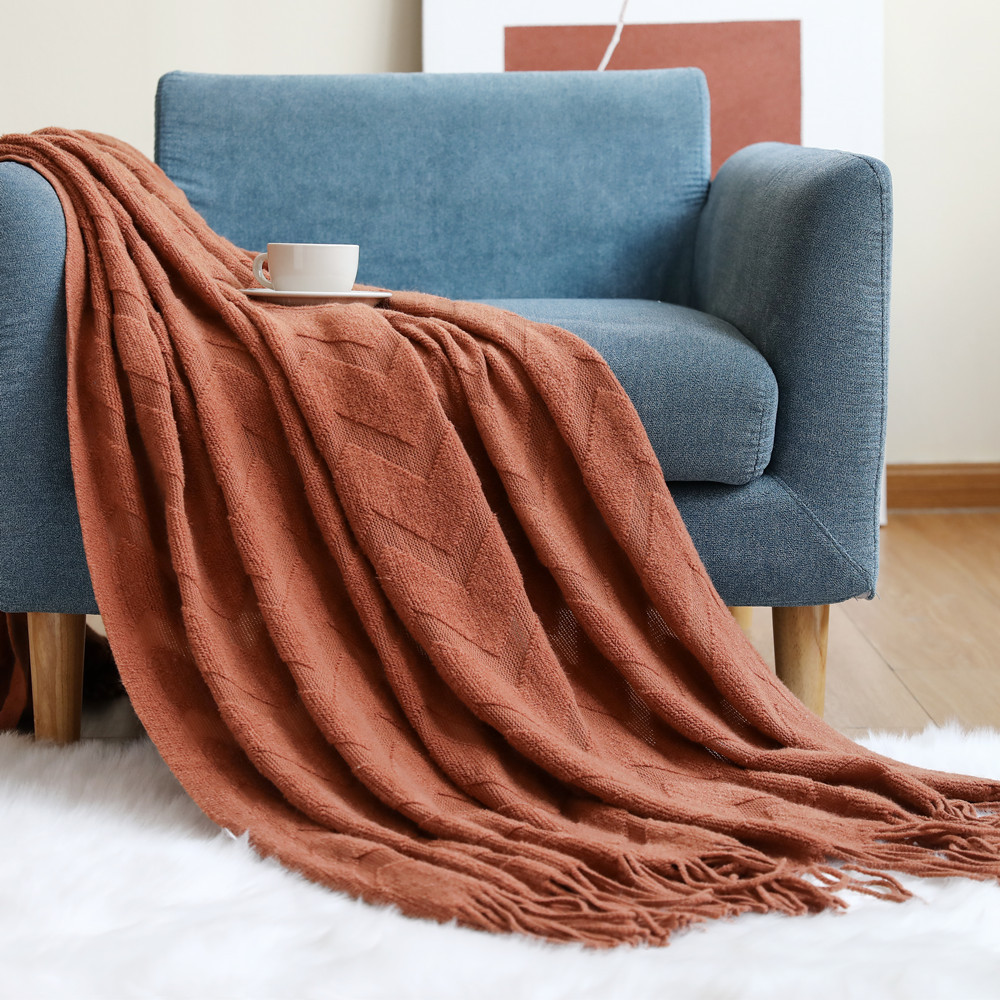 Coperta in maglia con motivo a - Wool Blanket Herringbone recensione e prezzo